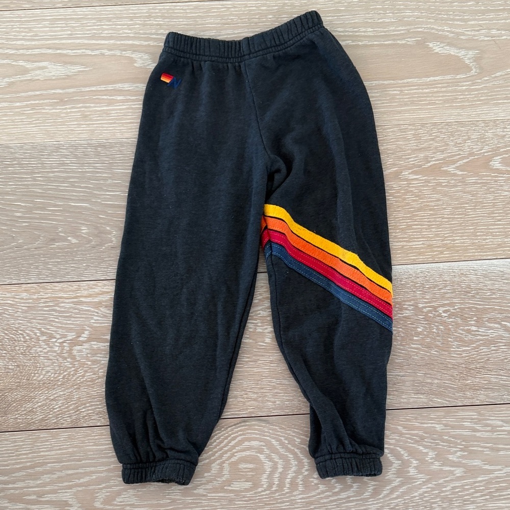 Aviator Nation Kids Black Joggers with Colorful Stripes